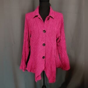 Vintage Mill Valley Pink & Black Striped Lagenlook Boho Handkerchief Top Small